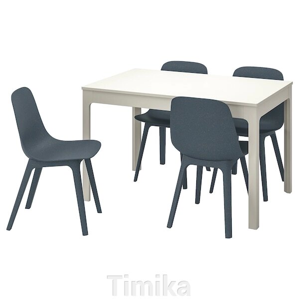 EKEDALEN / ODGER Стіл і 4 стільці, білий/блакитний, 120/180 см від компанії Timika - фото 1
