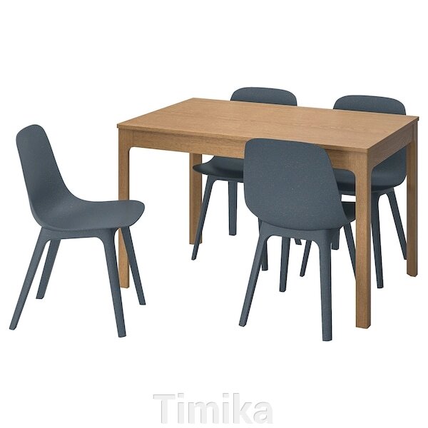 EKEDALEN / ODGER Стіл і 4 стільці, дуб/блакитний, 120/180 см від компанії Timika - фото 1