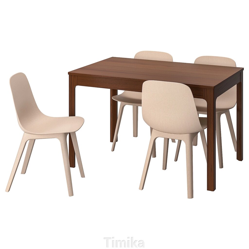EKEDALEN / ODGER Стіл і 4 стільці, коричневий/білий бежевий, 120/180 см від компанії Timika - фото 1