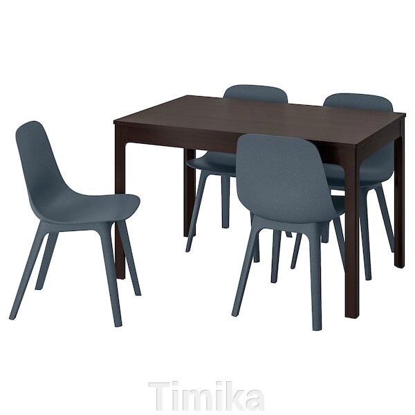 EKEDALEN / ODGER Стіл і 4 стільці, темно-коричневий/синій, 120/180 см від компанії Timika - фото 1