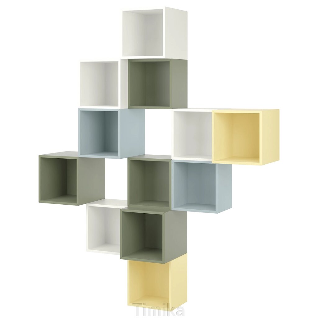 EKET Комбінація настінних шаф, різнокольоровий/білий, 175x35x210 см від компанії Timika - фото 1