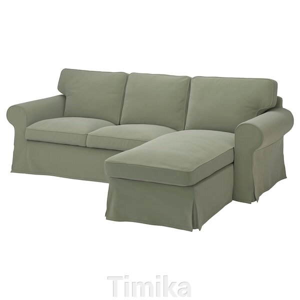 EKTORP 3-місний диван з шезлонгом Хакебо сіро-зелений від компанії Timika - фото 1