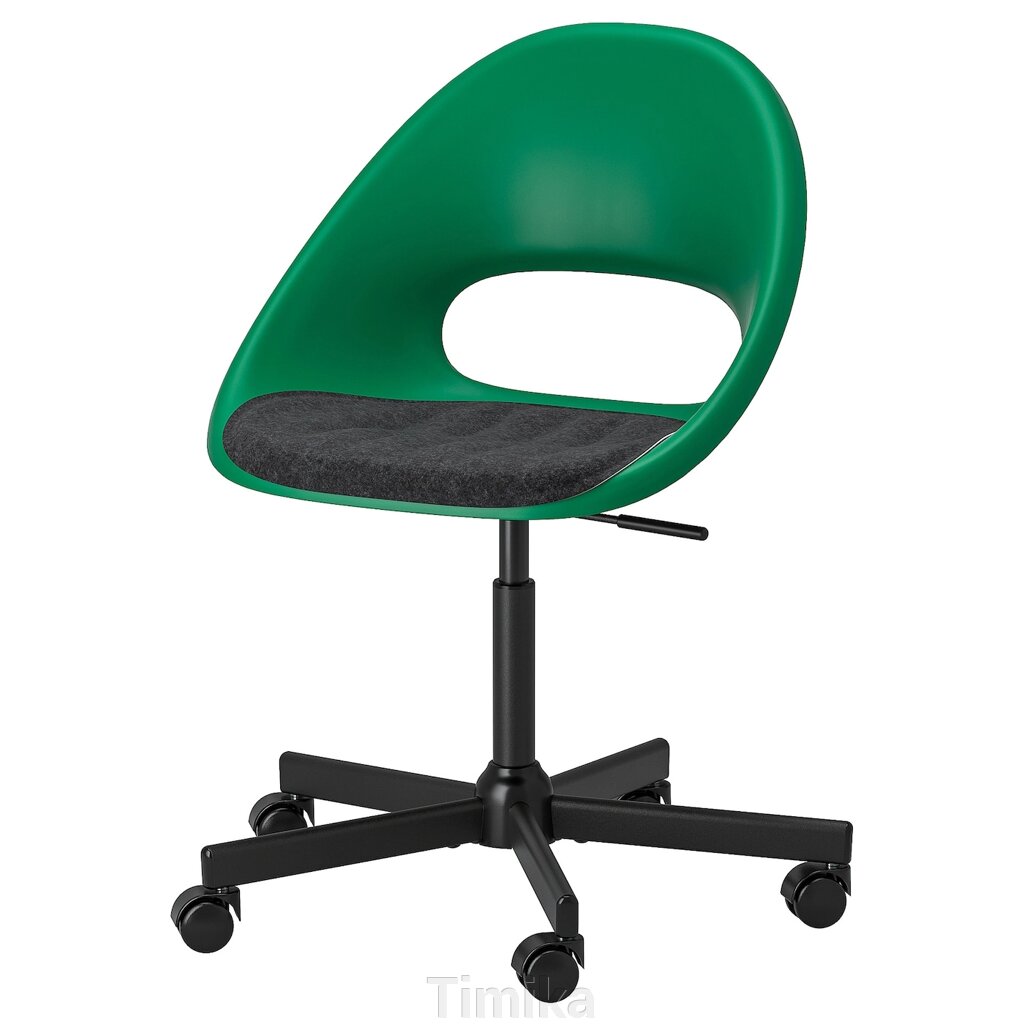 ELDBERGET / MALSKÄR Обертове крісло + подушка, зелений чорний/темно-сірий від компанії Timika - фото 1