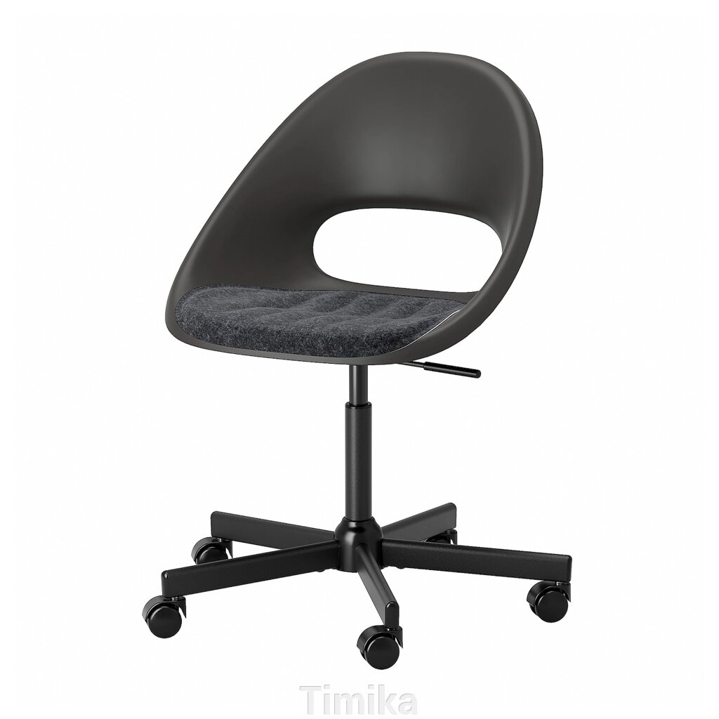 ELDBERGET / MALSKÄR Обертовий стілець + подушка, темно-сірий/чорний від компанії Timika - фото 1