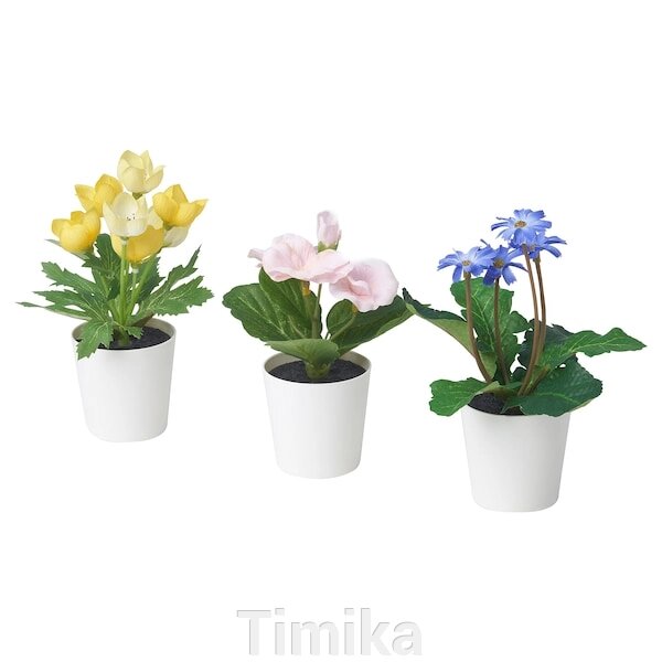FEJKA Штучна рослина в горщику + набір дон. 3s, внутрішній/зовнішній жовтий/рожево-фіолетовий, 6 см від компанії Timika - фото 1
