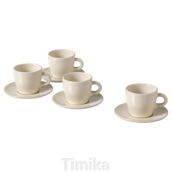 FÄRGKLAR Чашка з блюдцем, глянсовий/бежевий, 7 кл від компанії Timika - фото 1