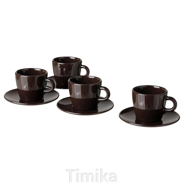 FÄRGKLAR Чашка з блюдцем, глянсовий/коричневий, 7 кл від компанії Timika - фото 1