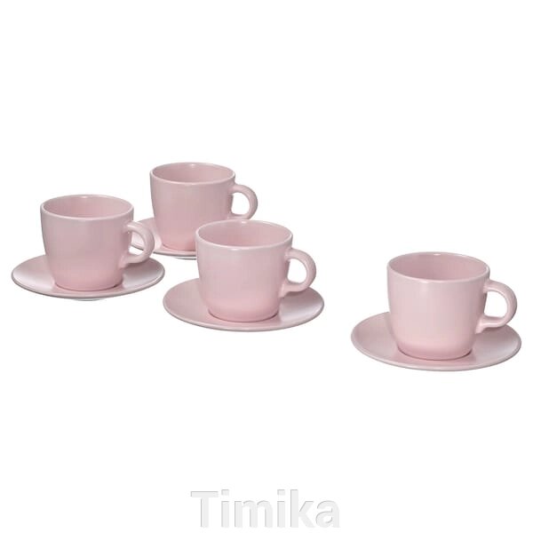 FÄRGKLAR Чашка з блюдцем, Матовий світло-рожевий, 25 мл від компанії Timika - фото 1