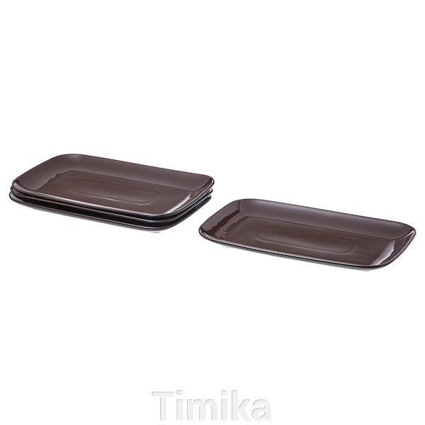 FÄRGKLAR Тарілка, блискуча коричнева, 30x18 см від компанії Timika - фото 1