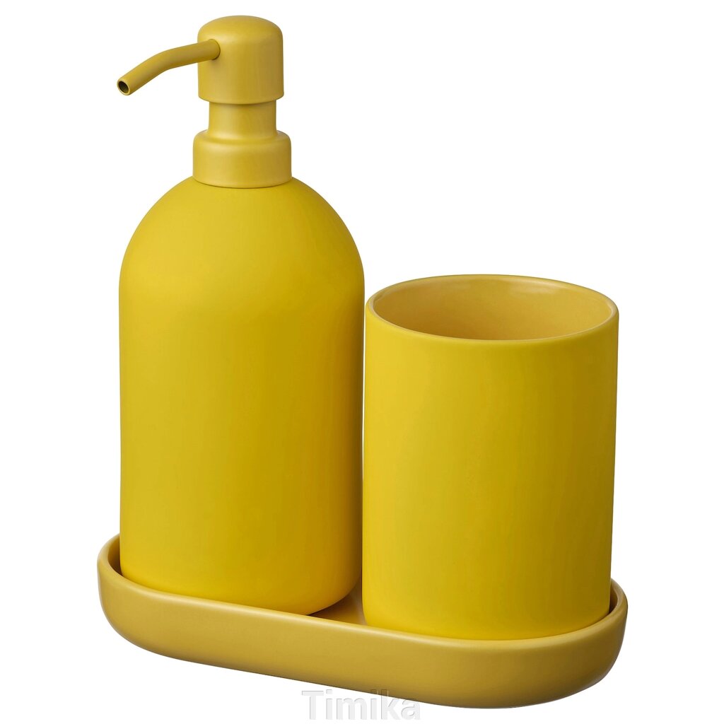 GANSJÖN Гарнітур для ванної кімнати, 3 предмета, яскраво-жовтий від компанії Timika - фото 1