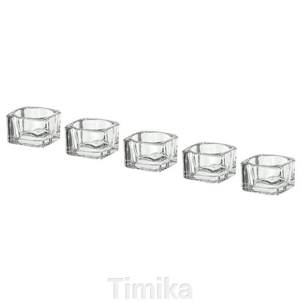 GLASIG Підставка для чайних свічок, прозоре скло, 5х5 см від компанії Timika - фото 1