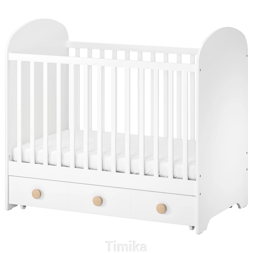 GONATT Дитяче ліжечко з ящиком, біле, 60х120 см від компанії Timika - фото 1