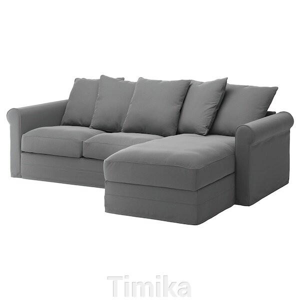 GRÖNLID 3-місний диван з шезлонгом, Ljungen середньо-сірий від компанії Timika - фото 1