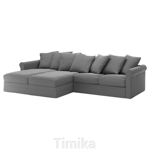 GRÖNLID 4-місний диван з шезлонгом, Ljungen середньо-сірий від компанії Timika - фото 1