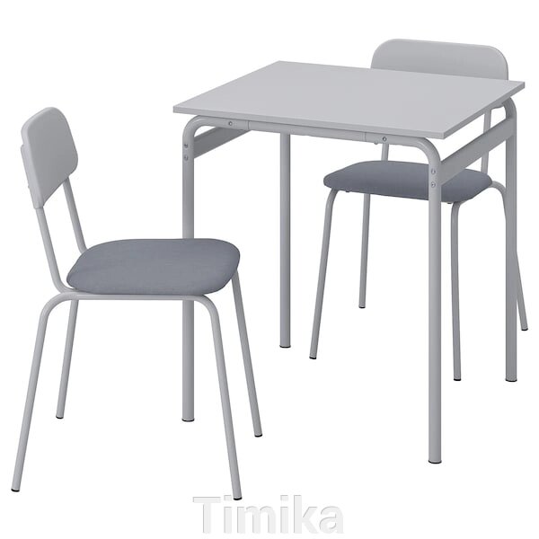 ГРОСАЛА / GRÅSALA Стіл і 2 стільці, сіро-сірий/сірий, 67 см від компанії Timika - фото 1