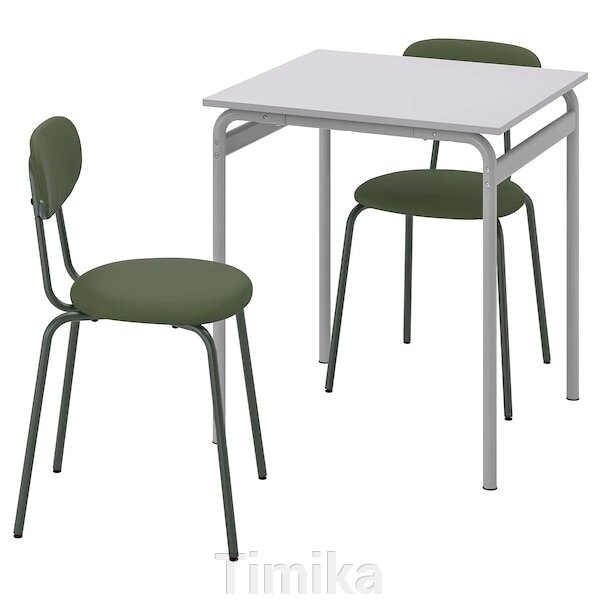 GRÅSALA / ÖSTANÖ Стіл і 2 стільці, сірий/Remmarn темно-зелений, 67 см від компанії Timika - фото 1