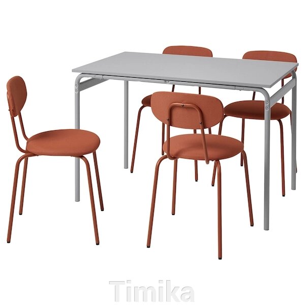 GRÅSALA / ÖSTANÖ Стіл і 4 стільці, сірий/Remmarn червоно-коричневий, 110 см від компанії Timika - фото 1