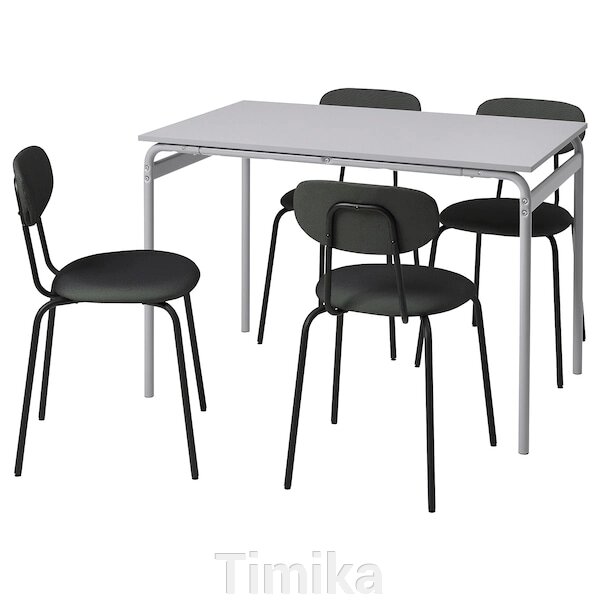 GRÅSALA / ÖSTANÖ Стіл і 4 стільці, сірий/Remmarn темно-сірий, 110 см від компанії Timika - фото 1