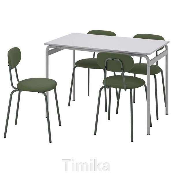 GRÅSALA / ÖSTANÖ Стіл і 4 стільці, сірий/Remmarn темно-зелений, 110 см від компанії Timika - фото 1