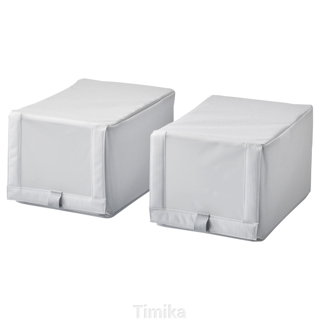 HEMMAFIXARE Коробка для взуття, смугаста тканина/білий/сірий, 23x34x19 см від компанії Timika - фото 1