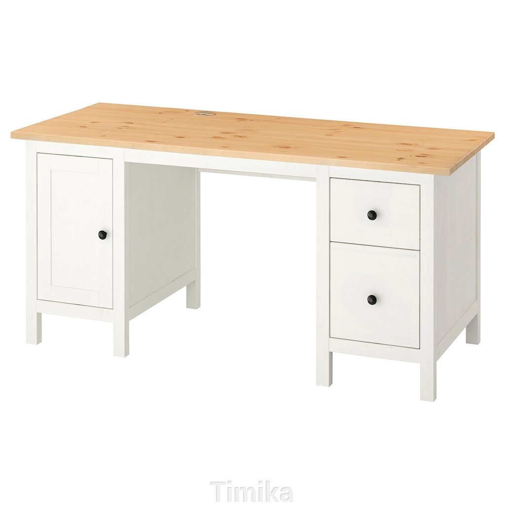 ХЕМНЕС Письмовий стіл білий/світло-коричневий 155х65 см від компанії Timika - фото 1