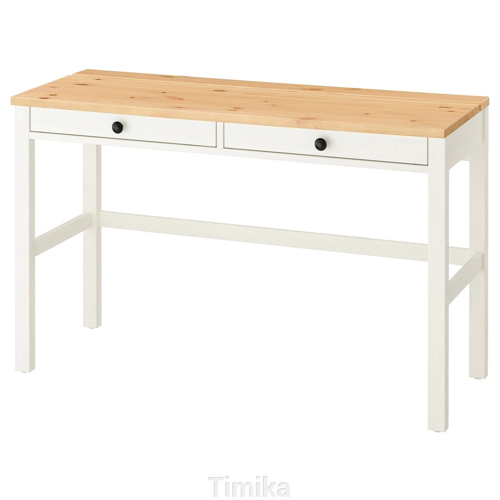 HEMNES Письмовий стіл з 2 ящиками, білий/світло-коричневий, 120x47 см від компанії Timika - фото 1