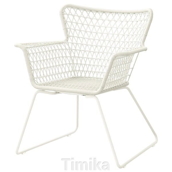 HÖGSTEN Крісло з підлокітниками, вуличне, біле від компанії Timika - фото 1
