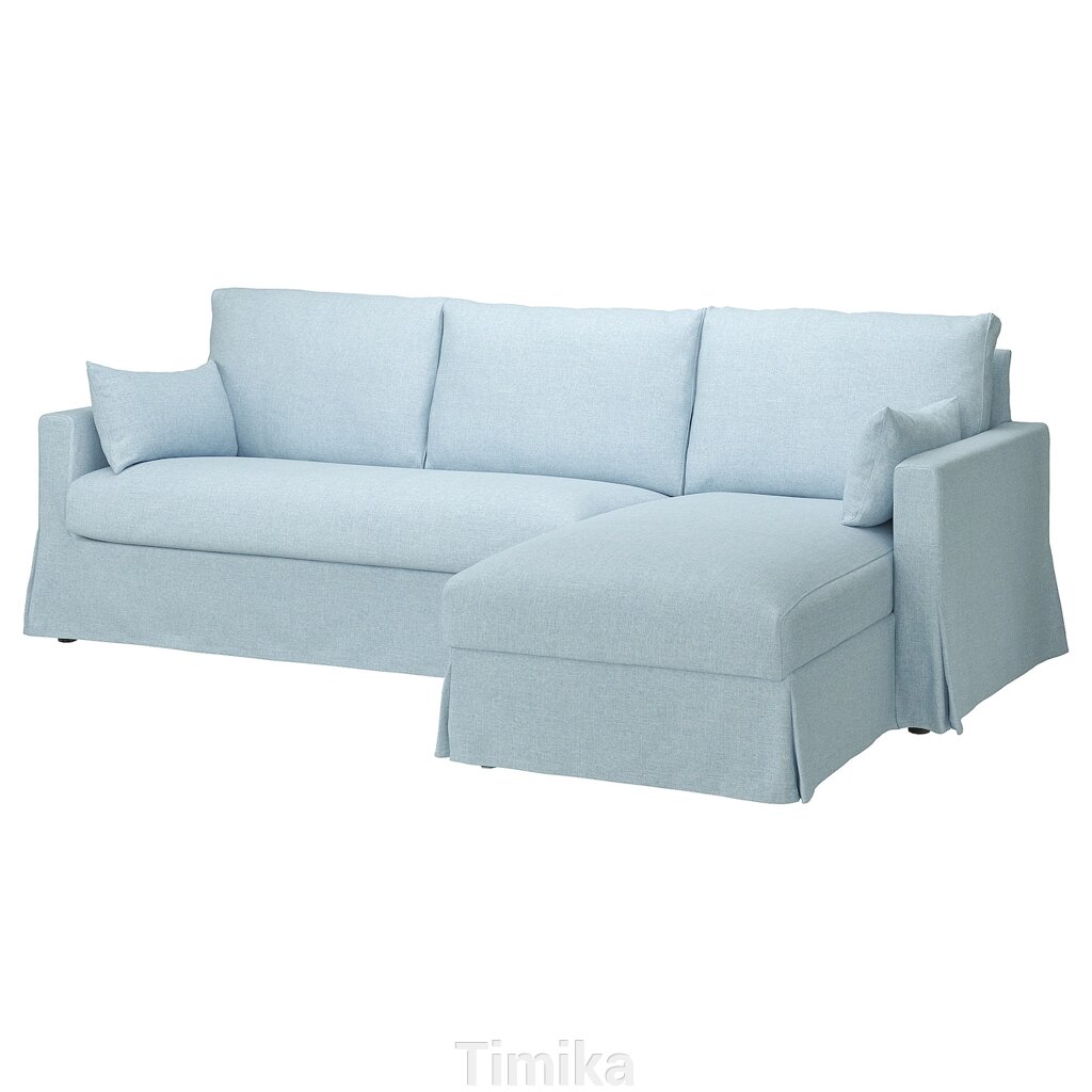 HYLTARP 3-місний диван з шезлонгом, правий, Kilanda блідо-блакитний від компанії Timika - фото 1