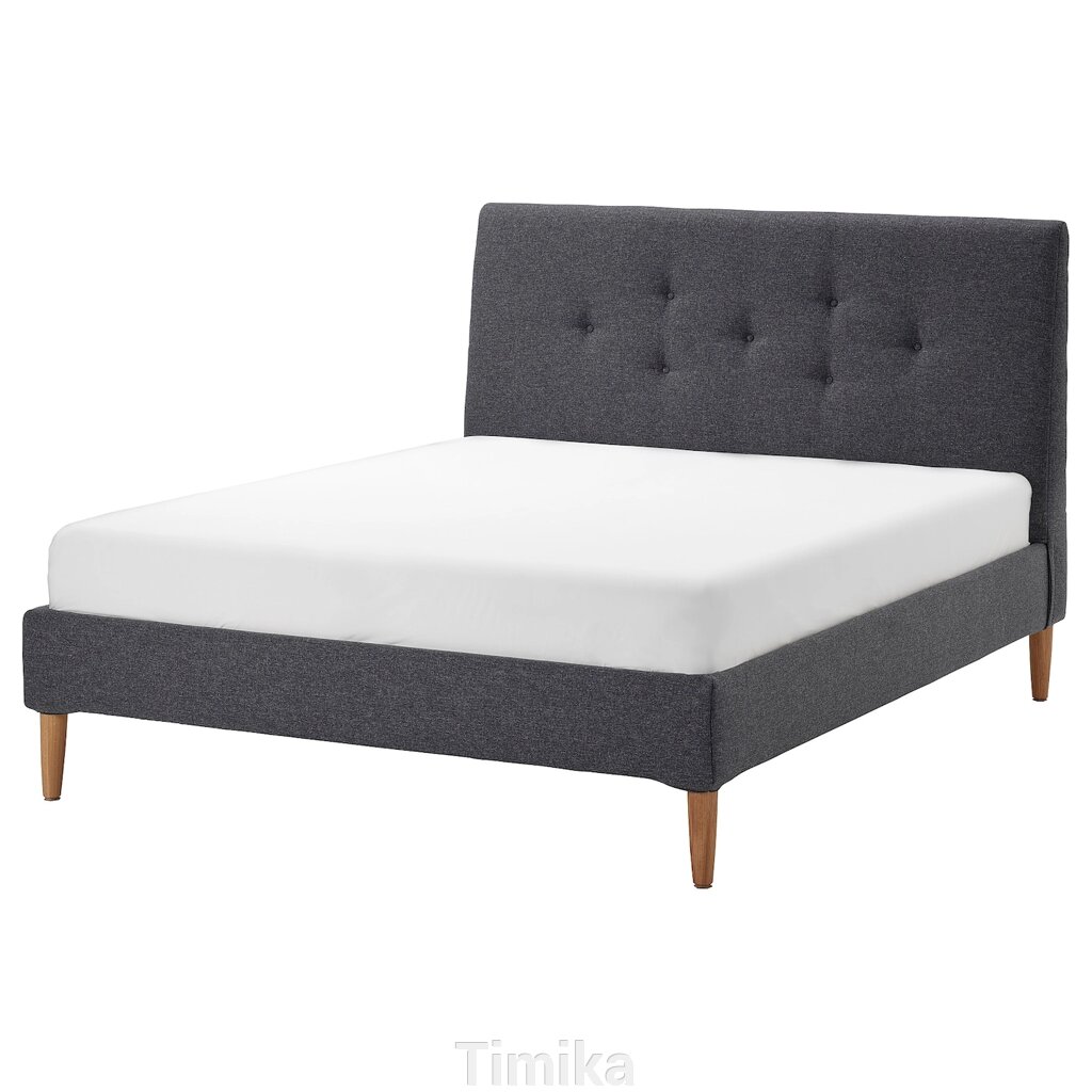IDANÄS Каркас ліжка з м’якою оббивкою, Gunnared темно-сірий, 160x200 см від компанії Timika - фото 1