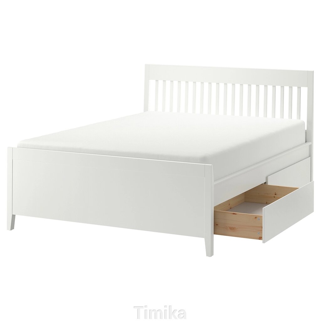 IDANÄS Каркас ліжка з ящиками, білий, 140x200 см від компанії Timika - фото 1