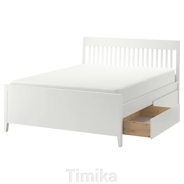 IDANÄS Каркас ліжка з ящиками, білий/Lönset, 160x200 см від компанії Timika - фото 1
