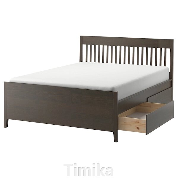 IDANÄS Каркас ліжка з ящиками, темно-коричневий/Lönset, 160x200 см від компанії Timika - фото 1