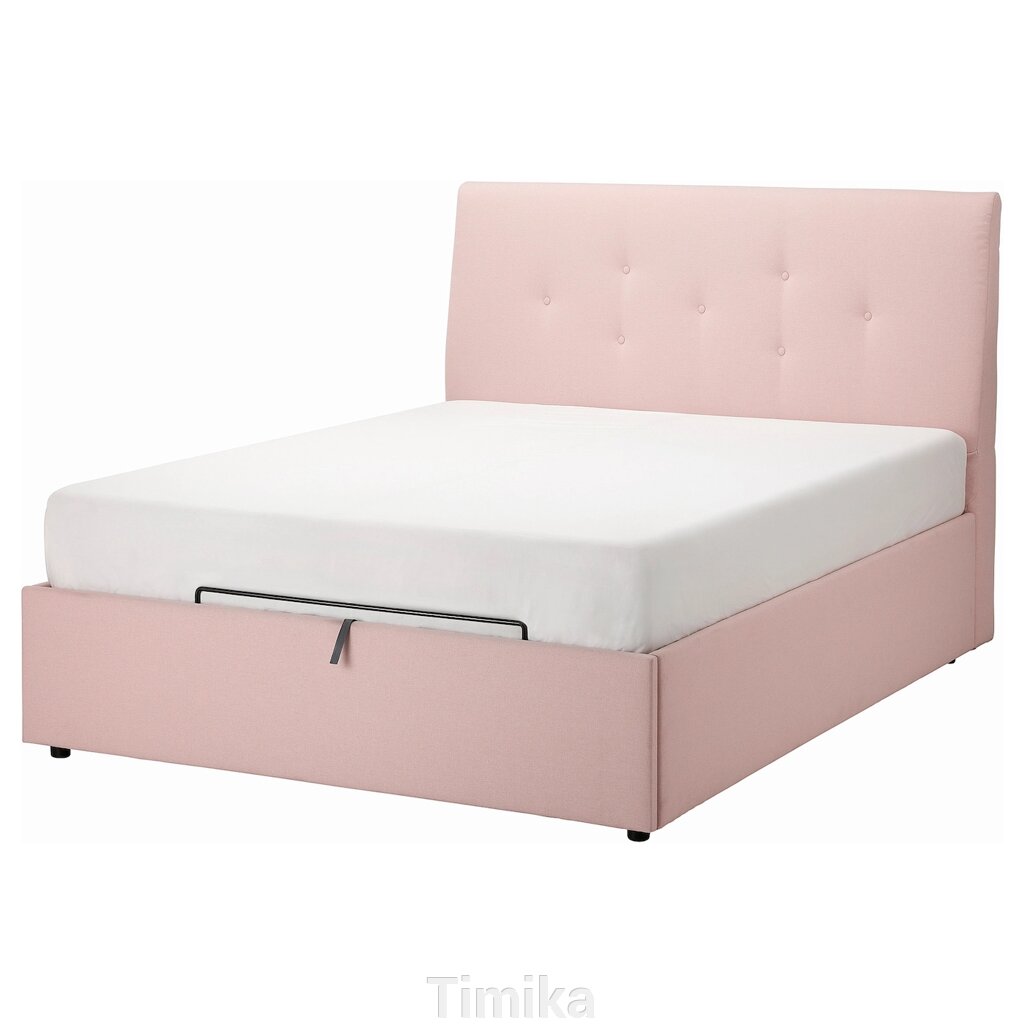IDANÄS Ліжко з місцем для зберігання, Gunnared ніжно-рожевий, 140x200 см від компанії Timika - фото 1