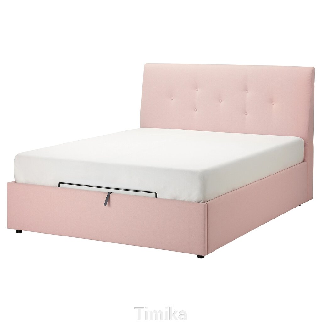 IDANÄS Ліжко з місцем для зберігання, Gunnared ніжно-рожевий, 160x200 см від компанії Timika - фото 1