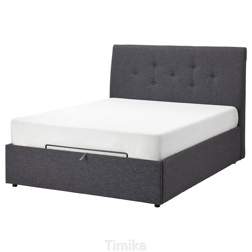 IDANÄS Ліжко з місцем для зберігання, Gunnared темно-сірий, 140x200 см від компанії Timika - фото 1