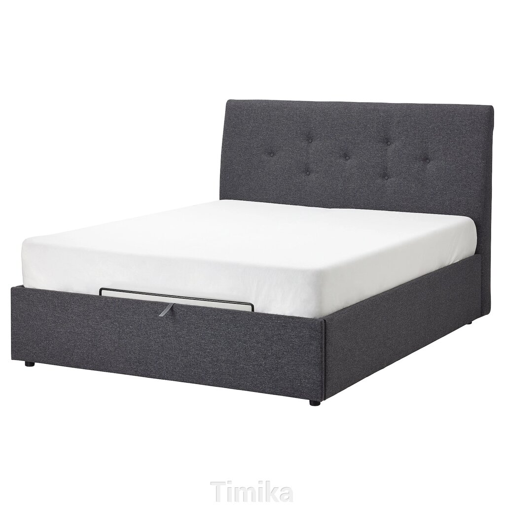 IDANÄS Ліжко з місцем для зберігання, Gunnared темно-сірий, 160x200 см від компанії Timika - фото 1