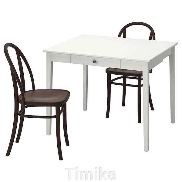 IDANÄS / SKOGSBO Стіл і 2 стільці, білий/темно-коричневий, 51/86x96 см від компанії Timika - фото 1