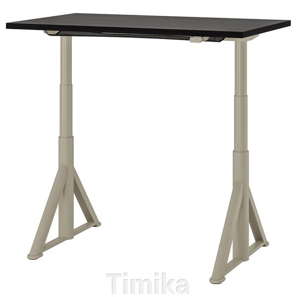 IDÅSEN Письмовий стіл з регульованою висотою, чорний/бежевий, 120x70 см від компанії Timika - фото 1
