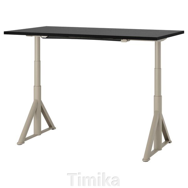 IDÅSEN Письмовий стіл з регульованою висотою, чорний/бежевий, 160x80 см від компанії Timika - фото 1
