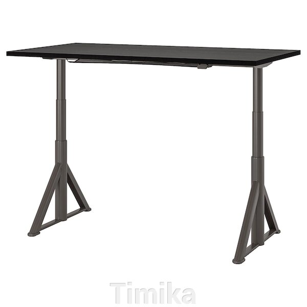 IDÅSEN Письмовий стіл з регульованою висотою, чорний/темно-сірий, 160x80 см від компанії Timika - фото 1