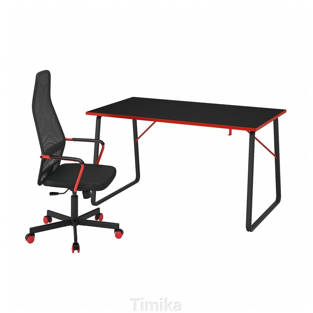 Ігровий стіл і стілець HUVUDSPELARE, чорний від компанії Timika - фото 1
