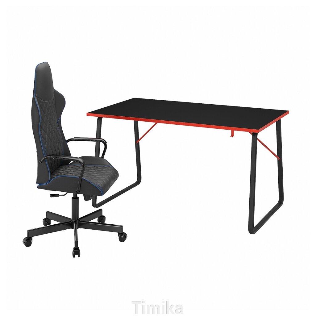 Ігровий стіл і стілець HUVUDSPELARE / UTESPELARE, чорний від компанії Timika - фото 1