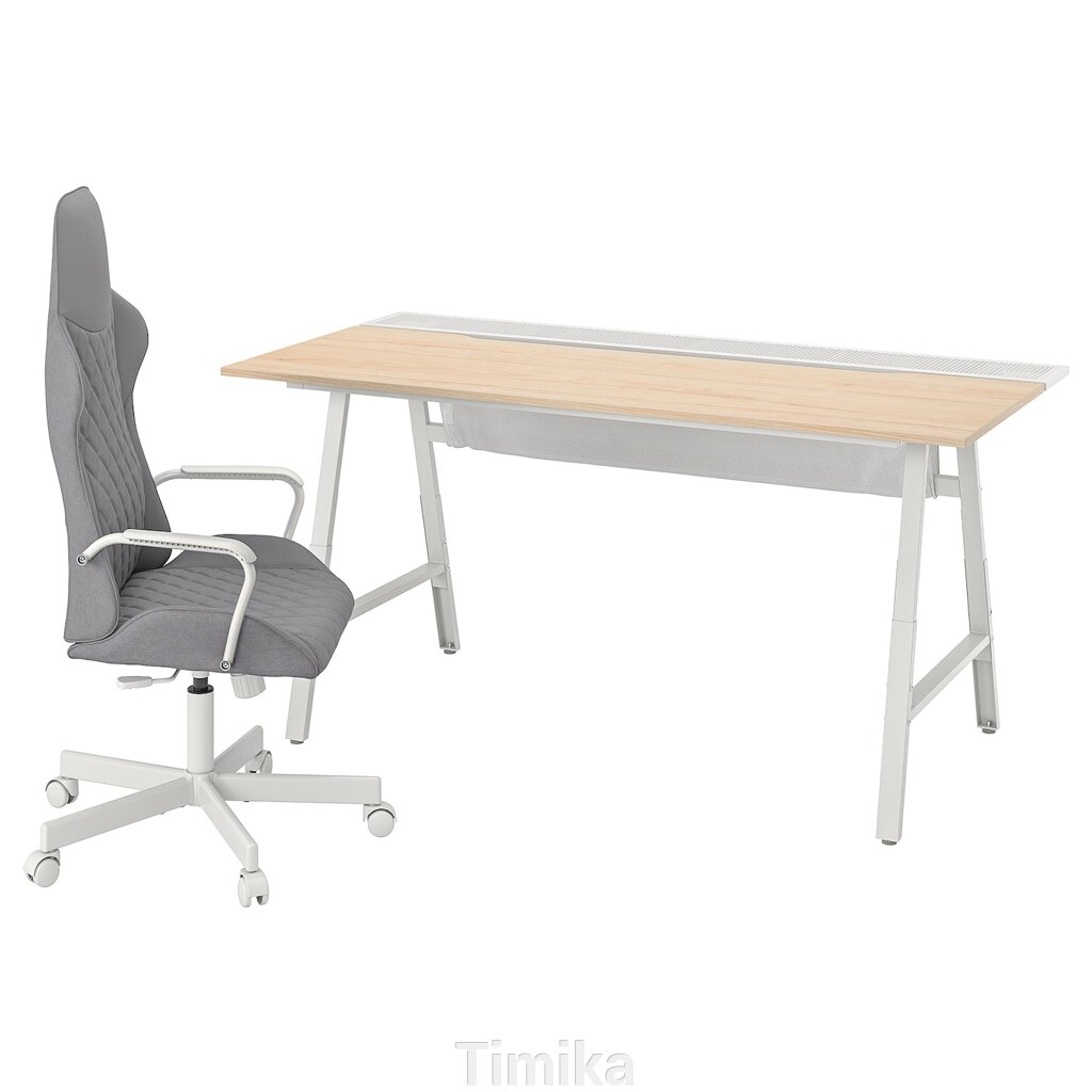 Ігровий стіл і стілець UTESPELARE, ефект попелу/сірий від компанії Timika - фото 1