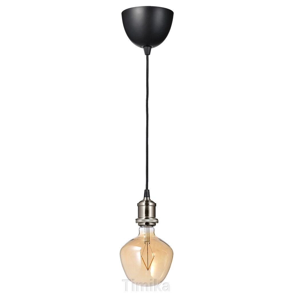 JÄLLBY / MOLNART Підвісний світильник з колбою, нікельований/дзвоник, коричневе прозоре скло від компанії Timika - фото 1
