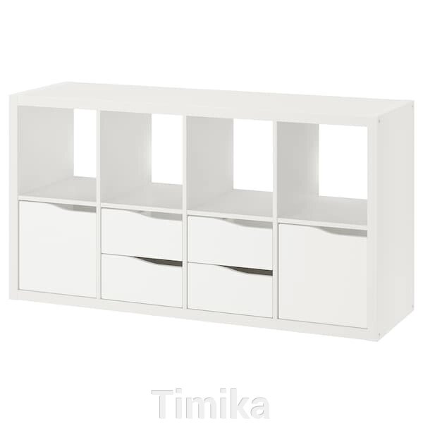 KALLAX Книжкова шафа, 2 дверцята з 4 шухлядами/біла хвиля, 147x77 см від компанії Timika - фото 1