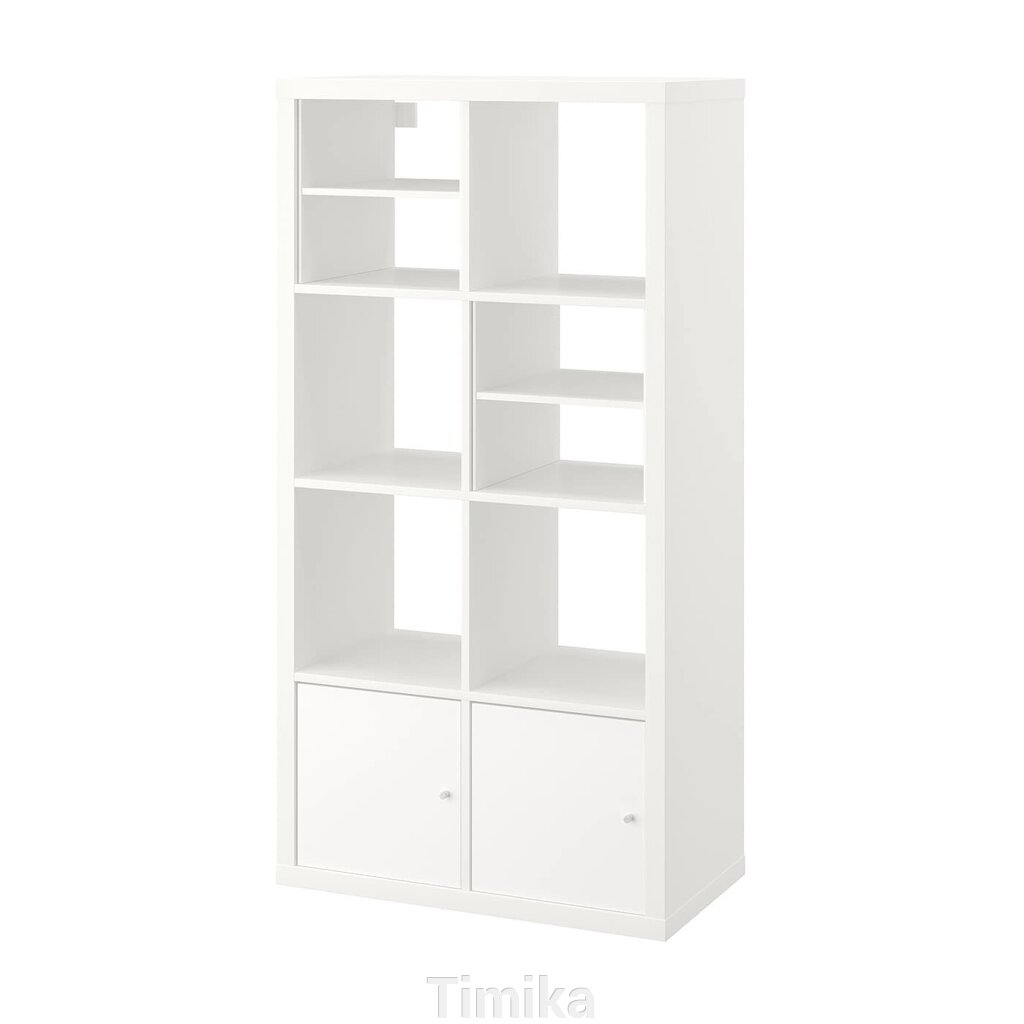 KALLAX Книжкова шафа, 2 двері/2 вставки з полицею, білий, 147x77 см від компанії Timika - фото 1