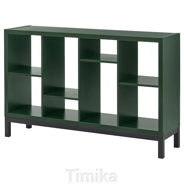 KALLAX Стелаж з опорною рамою, темно-зелений/чорний, 147x39x94 см від компанії Timika - фото 1