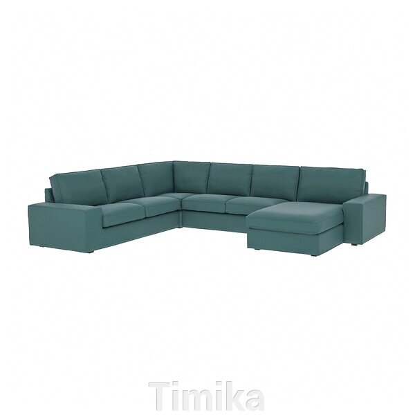 КІВІК 5-місний кутовий диван з шезлонгом Kelinge сіро-бірюзовий від компанії Timika - фото 1