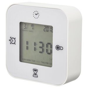 KLOCKIS Годинник/термометр/будильник/таймер, білий, 7х7 см