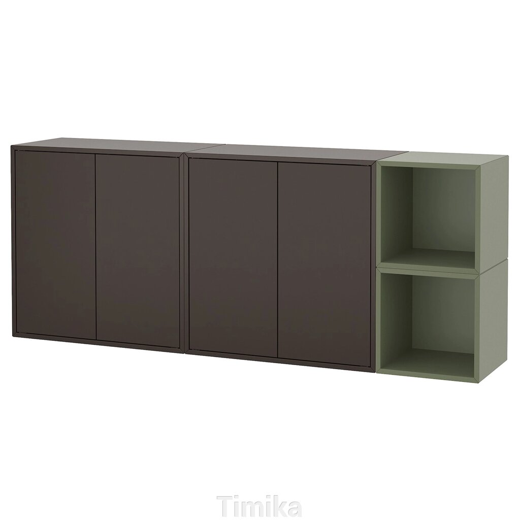 Комбінація настінних шаф EKET, темно-сірий/сіро-зелений, 175x35x70 см від компанії Timika - фото 1